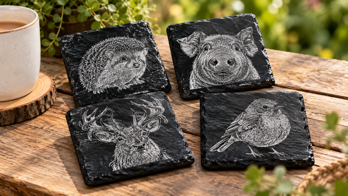 Personalised Engraved Slate Coaster | Custom Drink Mat | Unique Housewarming Gift
