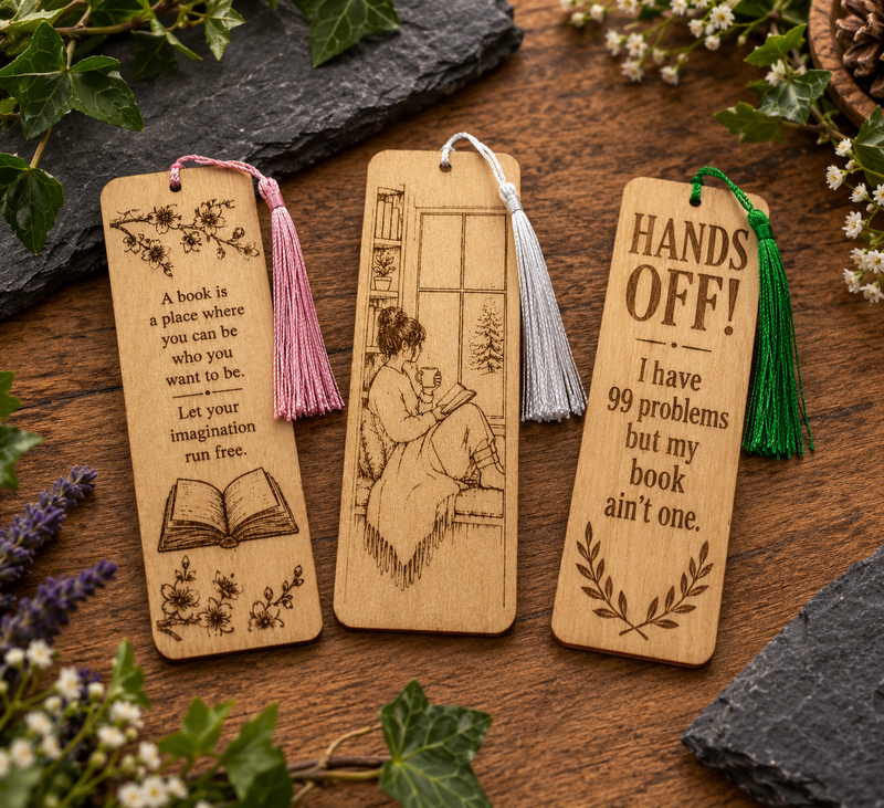 Personalised Laser Engraved Wooden Bookmark | Book Lover, Teacher Gift