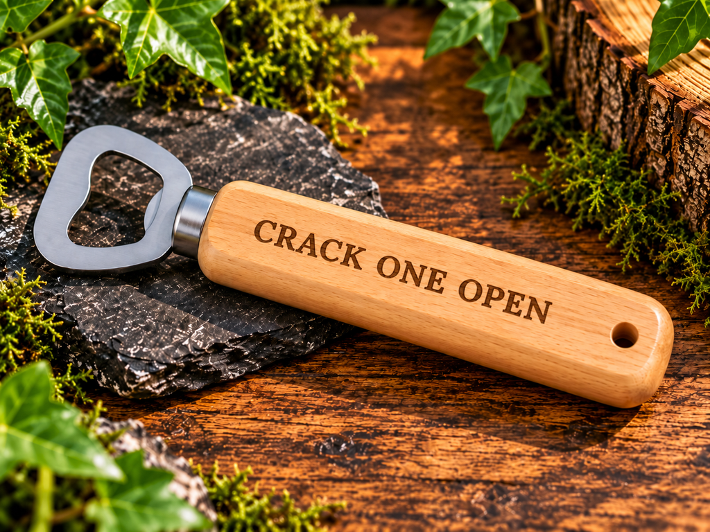 Personalised Engraved Wooden Bottle Opener | Custom Bar Accessory | Unique Gift for Him
