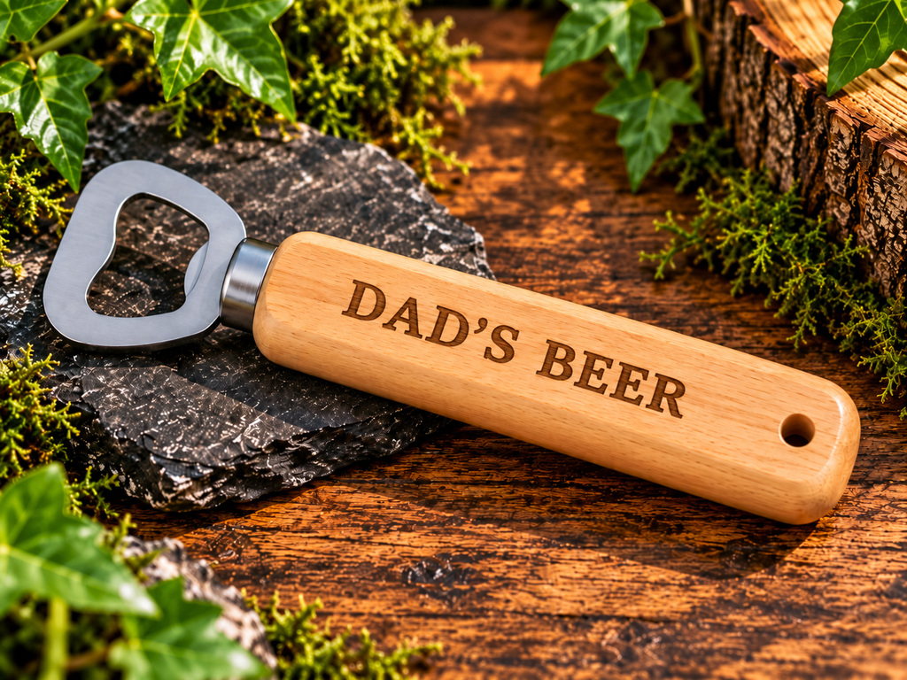 Personalised Engraved Wooden Bottle Opener | Custom Bar Accessory | Unique Gift for Him