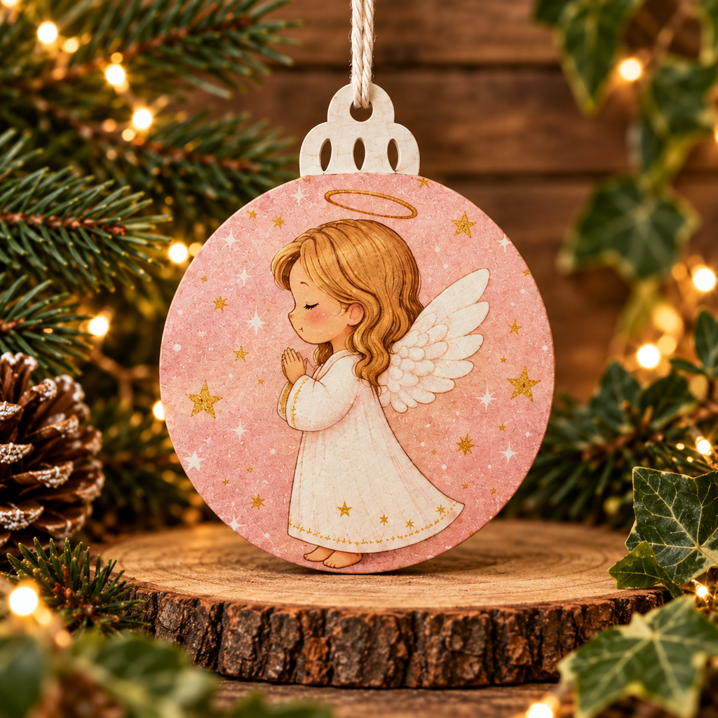 Wooden Printed Christmas Tree Ornament | Decorative Festive Bauble | Handmade Hanging Decoration | Christmas Keepsake