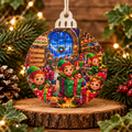 Wooden Printed Christmas Tree Ornament | Decorative Festive Bauble | Handmade Hanging Decoration | Christmas Keepsake