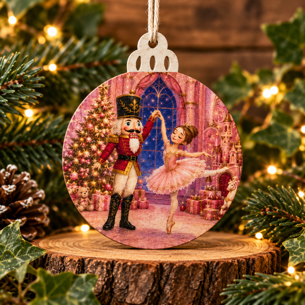 Wooden Printed Christmas Tree Ornament | Decorative Festive Bauble | Handmade Hanging Decoration | Christmas Keepsake