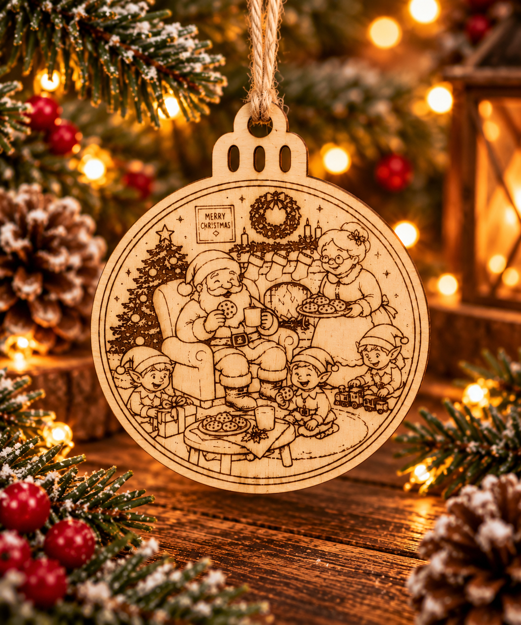 Engraved Wooden Christmas Tree Ornament | Rustic Festive Bauble | Handmade Christmas Decoration