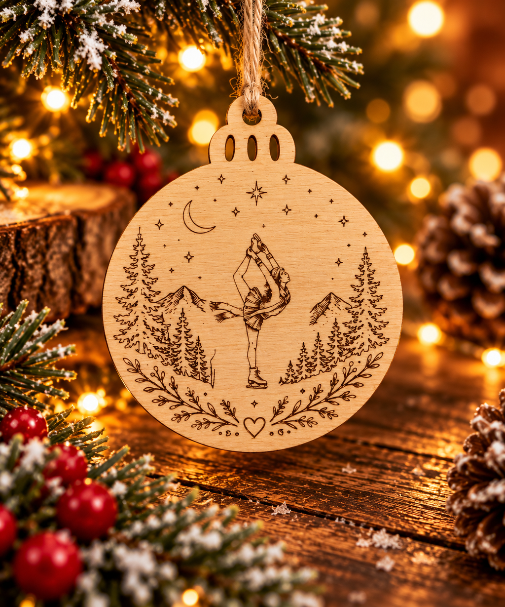 Engraved Wooden Christmas Tree Ornament | Rustic Festive Bauble | Handmade Christmas Decoration
