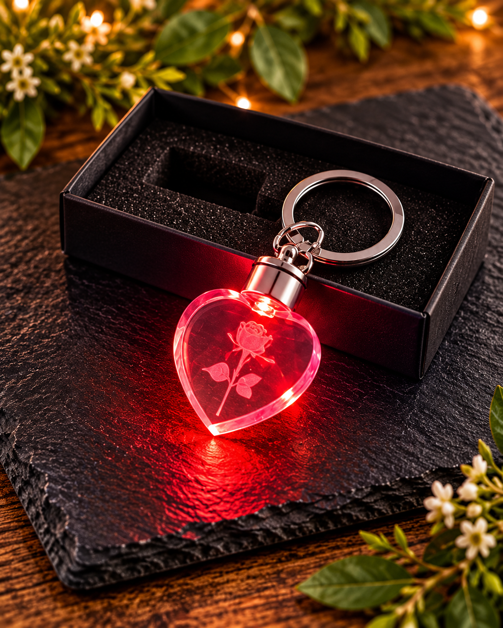 K5 Crystal Keychains | LED Light-Up Crystal Keyrings | Colourful Decorative Keepsake | Unique Gift
