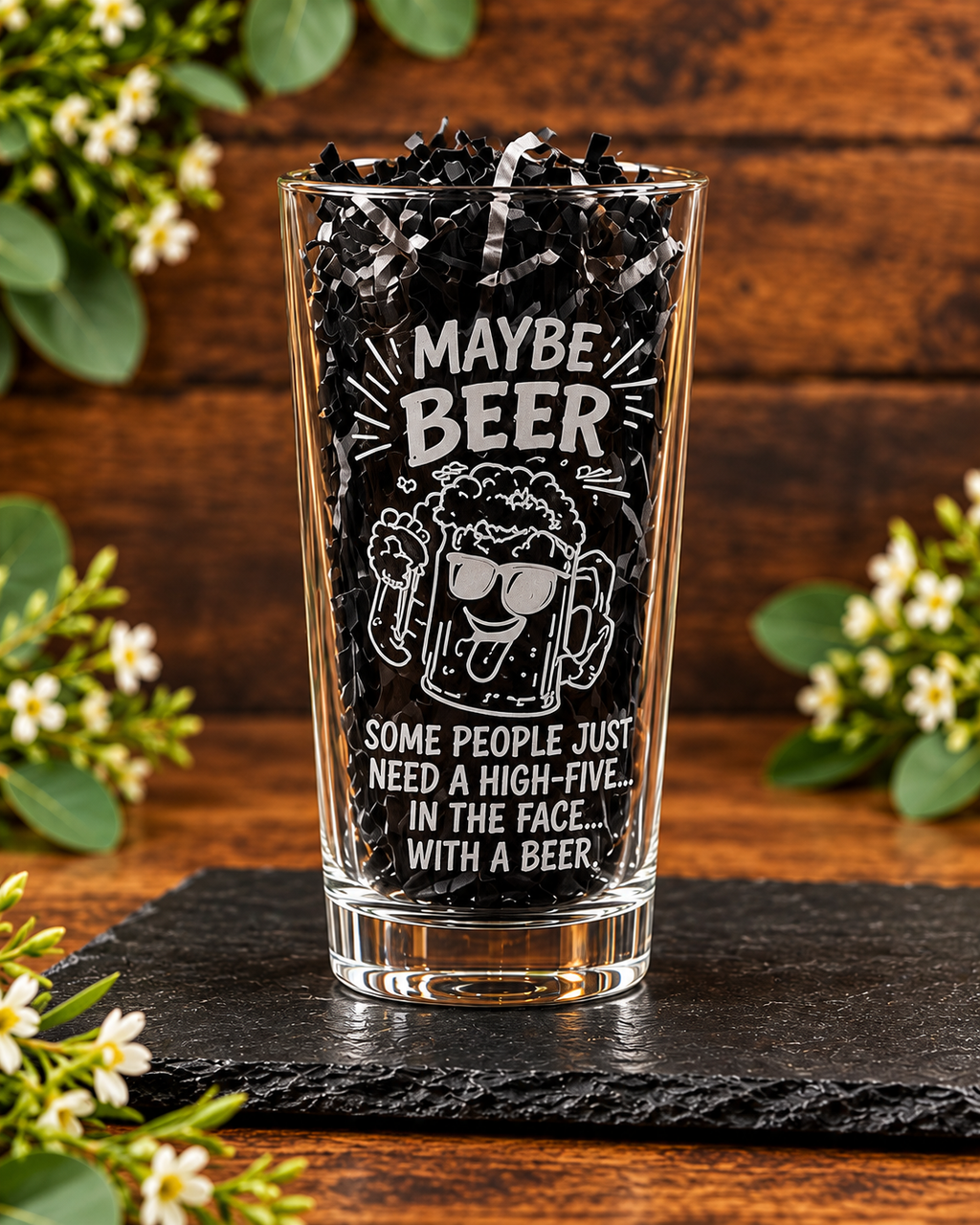 Laser Engraved Beer Glass | Classic Pint Glass with Unique Beer Designs | Decorative Bar Glassware | Perfect Gift for Beer Lovers