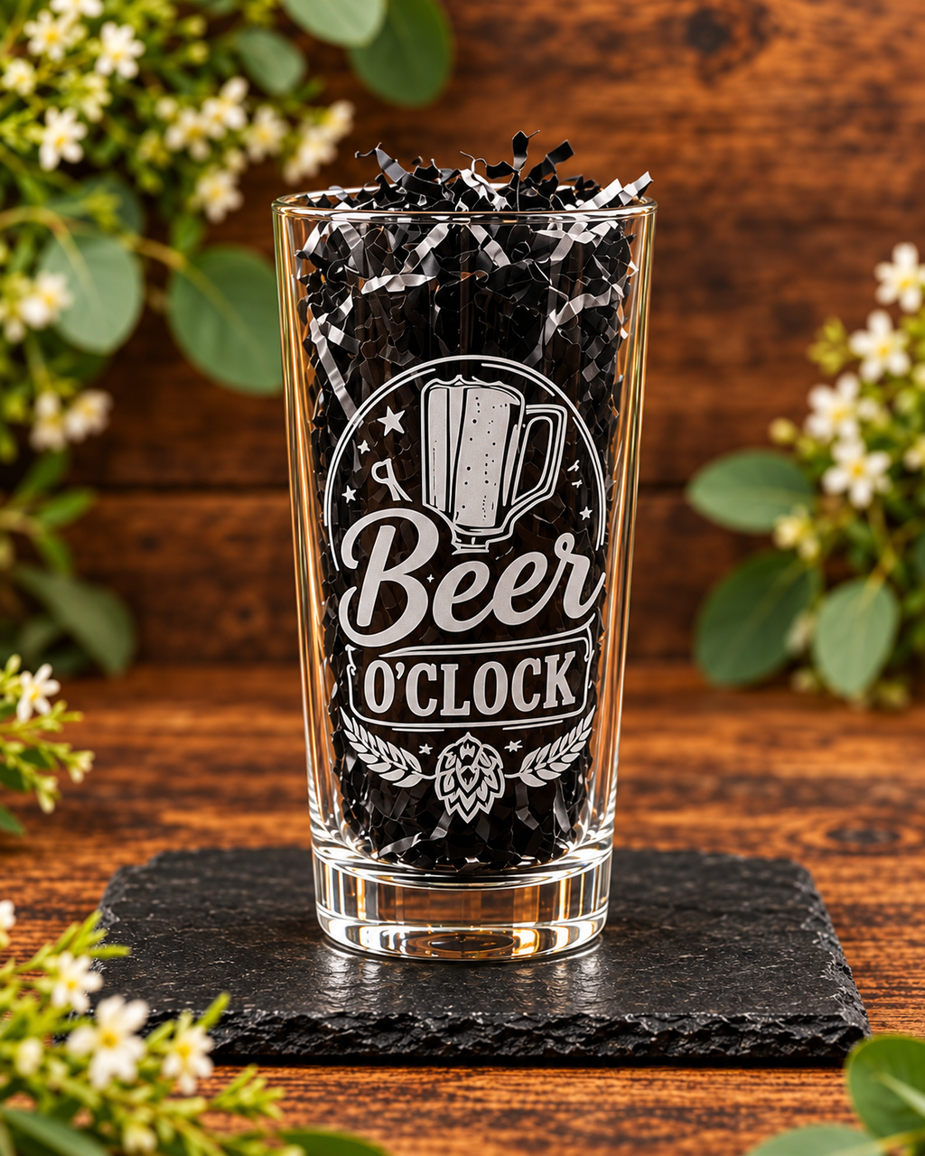 Laser Engraved Beer Glass | Classic Pint Glass with Unique Beer Designs | Decorative Bar Glassware | Perfect Gift for Beer Lovers