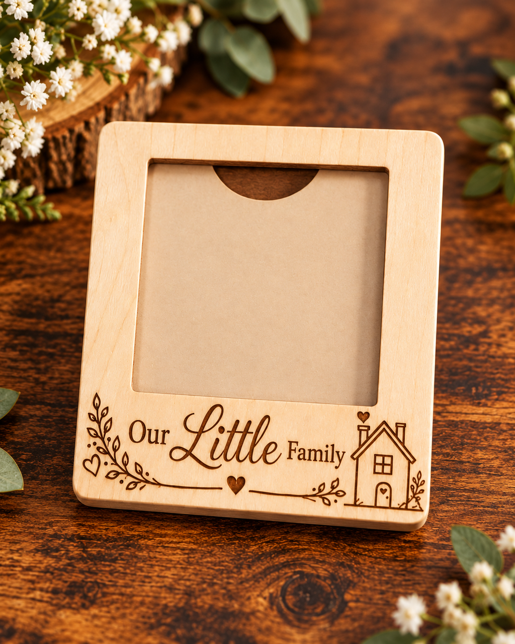 Engraved Wooden Photo Frame Fridge Magnet | Personalised Memory Keepsake | Unique Gift for Mum & Family