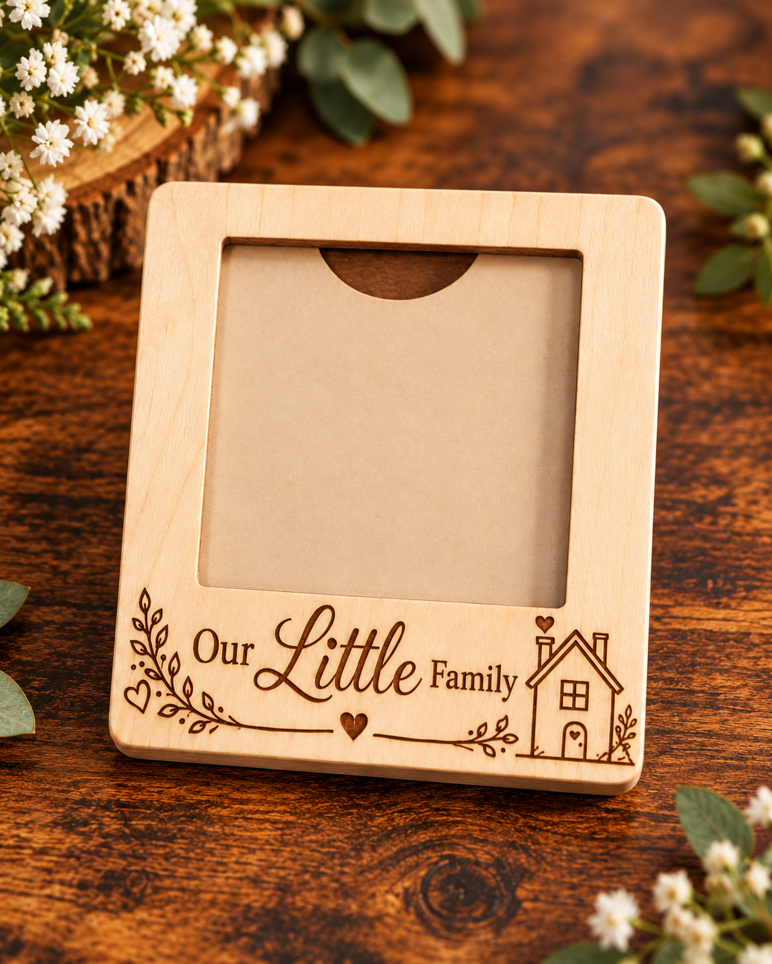 Engraved Wooden Photo Frame Fridge Magnet | Personalised Memory Keepsake | Unique Gift for Mum & Family