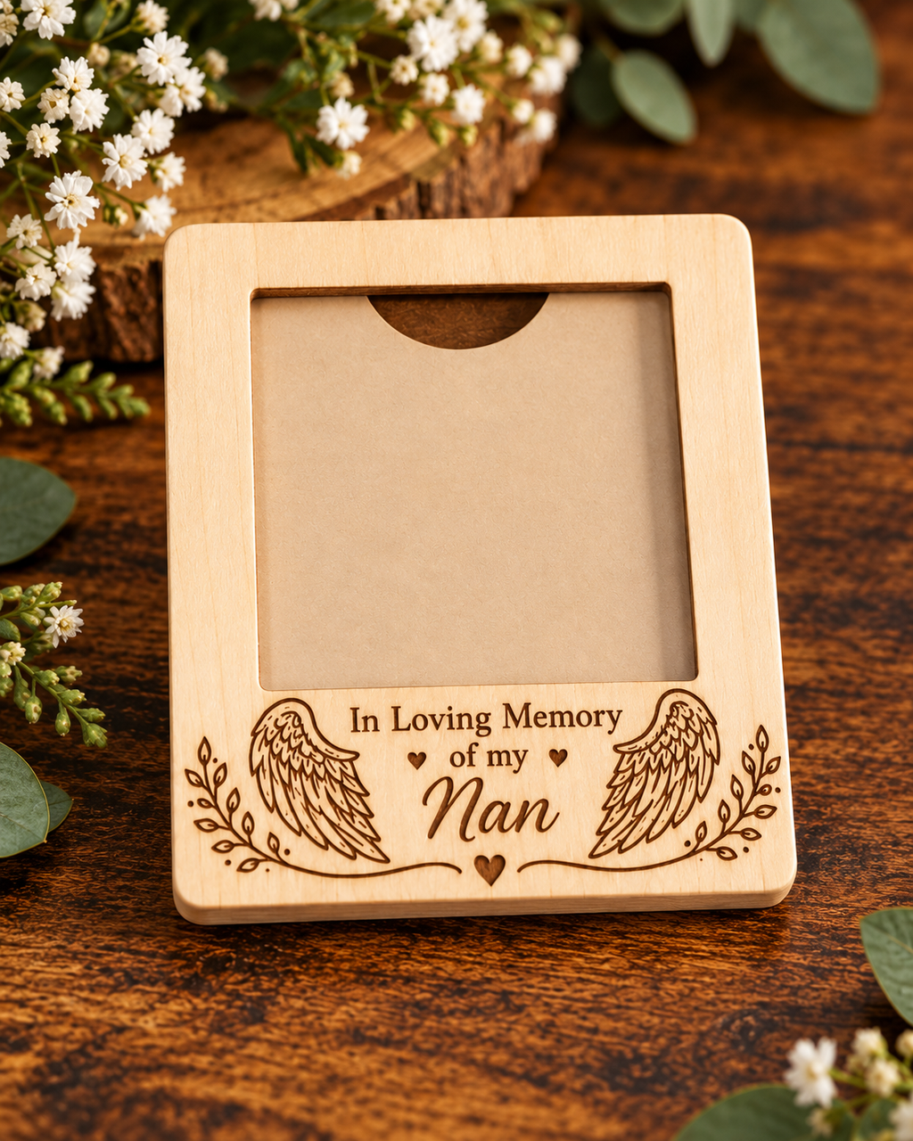 Engraved Wooden Photo Frame Fridge Magnet | Personalised Memory Keepsake | Unique Gift for Mum & Family