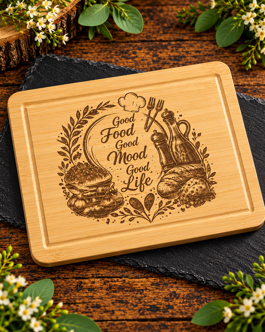 Engraved Wooden Chopping Board | Rustic Decorative Kitchen Board | Unique Engraved Designs | Housewarming Gift
