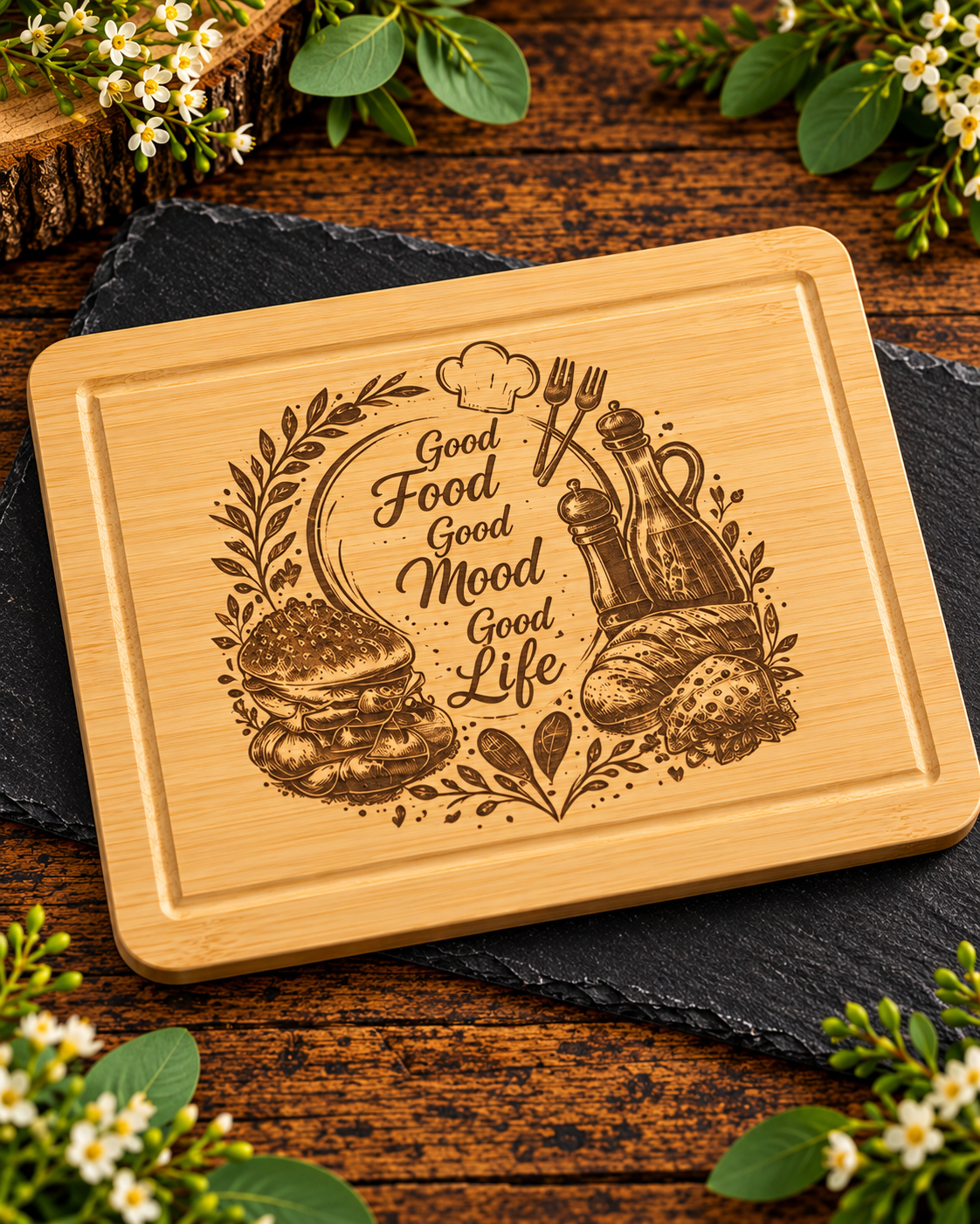 Engraved Wooden Chopping Board | Rustic Decorative Kitchen Board | Unique Engraved Designs | Housewarming Gift