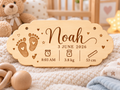 Personalised Baby Birth Plaque | Custom Engraved Newborn Keepsake Sign | Wooden Nursery Decor Gift