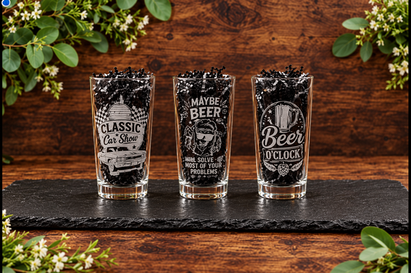 Laser Engraved Beer Glass | Classic Pint Glass with Unique Beer Designs | Decorative Bar Glassware | Perfect Gift for Beer Lovers