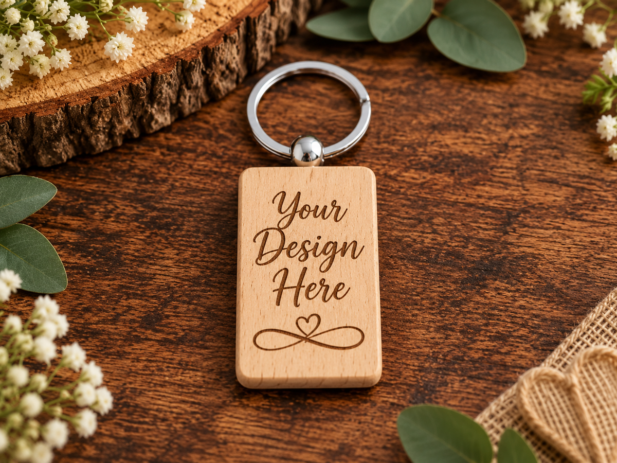 Personalised Wooden Couple Keyring | Mr and Mrs Wedding Keychain | Anniversary Gift | Engraved Relationship Keepsake