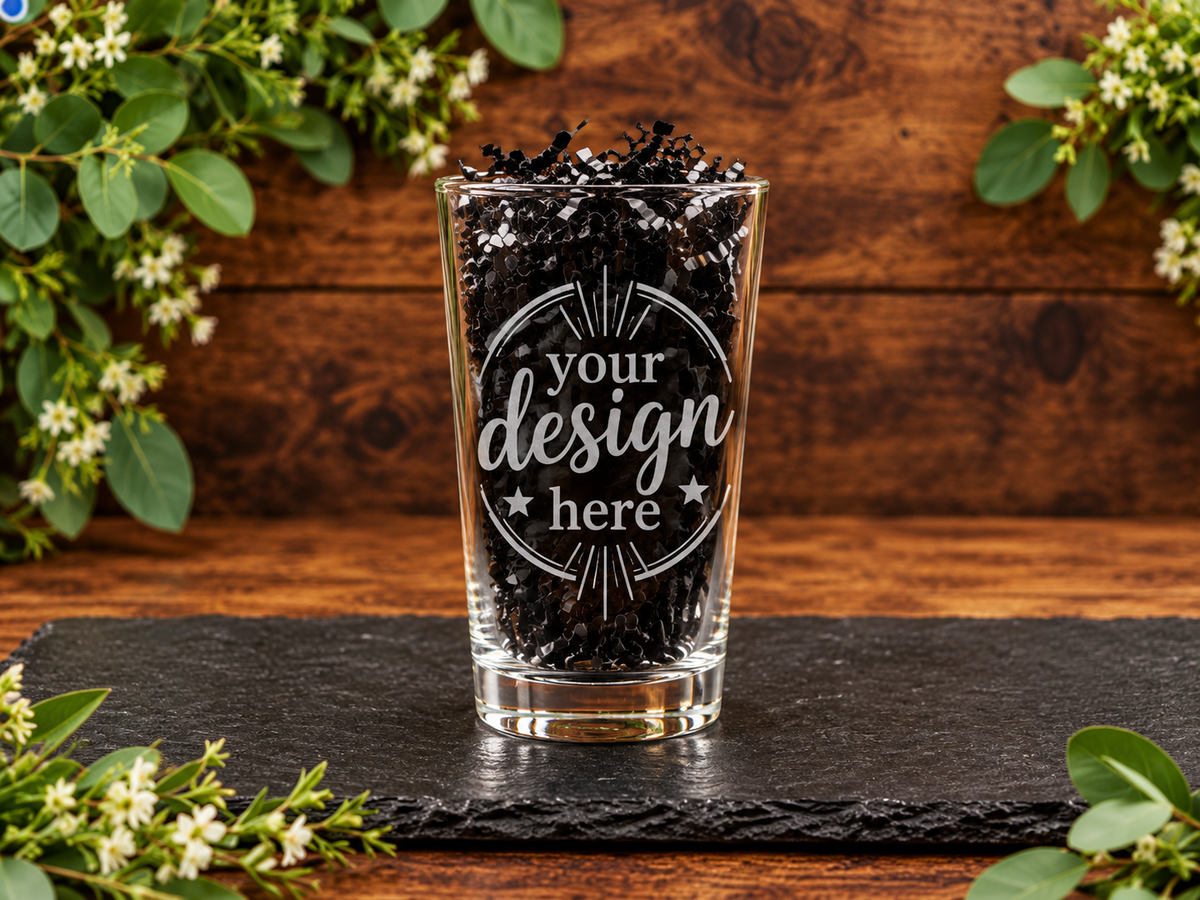 Laser Engraved Beer Glass | Classic Pint Glass with Unique Beer Designs | Decorative Bar Glassware | Perfect Gift for Beer Lovers