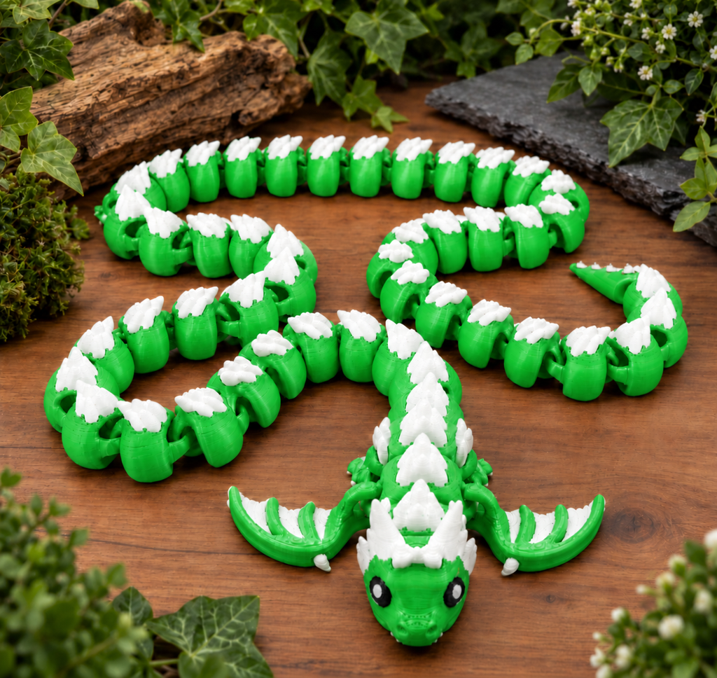 50 Segment 3D Printed Flexi Dragon | Articulated Dragon Toy | Flexible Fidget Gift