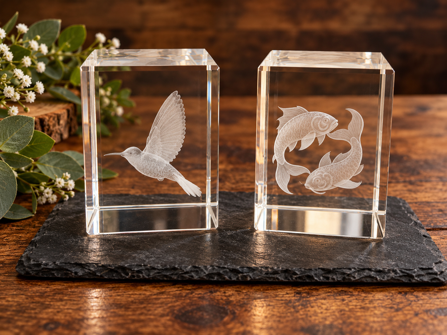 Engraved K9 Crystal Glass Ornament (50x50x80mm) | Personalised Crystal Keepsake | Unique Gift