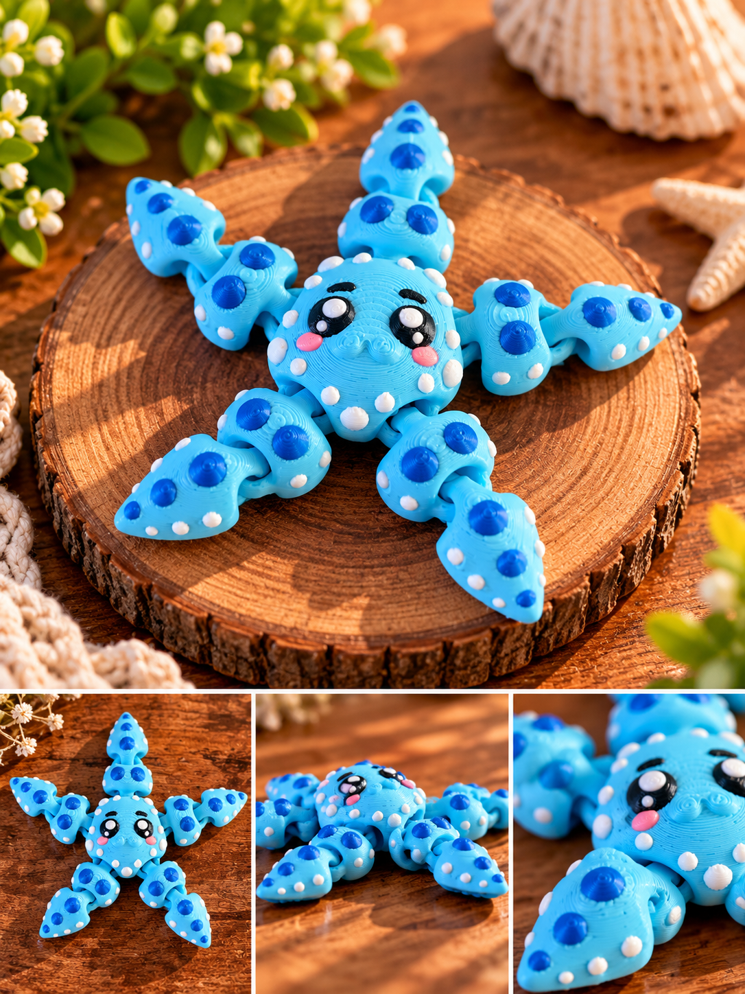 3D Printed Articulating Starfish | Flexible Fidget Toy | Sensory Desk Buddy | Unique Gift