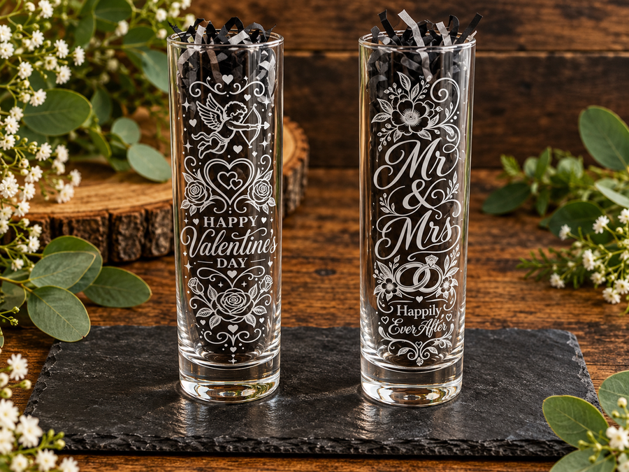 Personalised Engraved Slim Glass Vase | Custom Laser Engraved Flower Vase | Unique Gift for Any Occasion